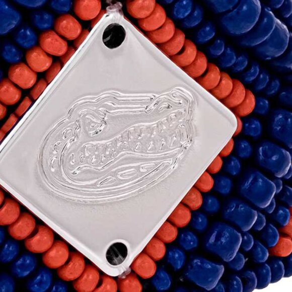 University of Florida Gators Bracelet NEW Hand Beaded Cuff Blue Orange Silver - Picture 4 of 8